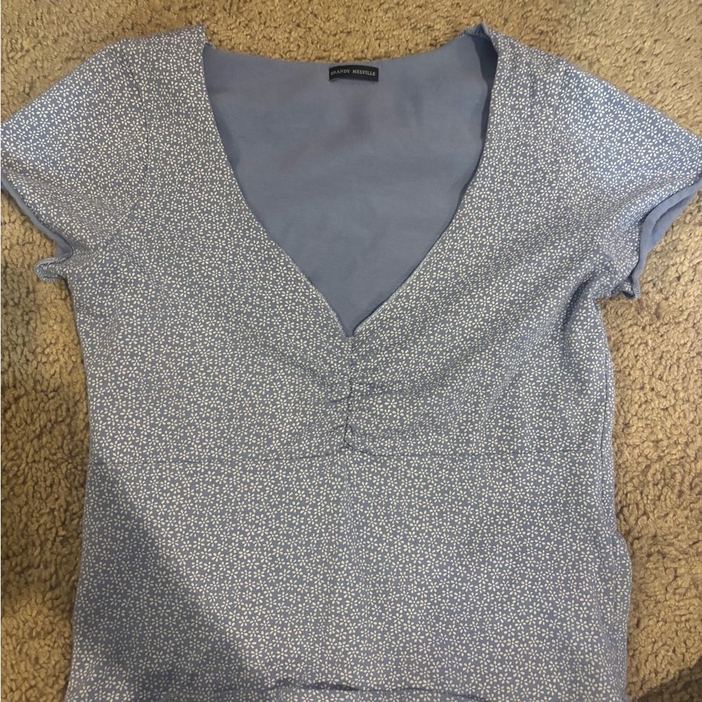 Brandy Melville Gray Fitted Ruched Crop Top